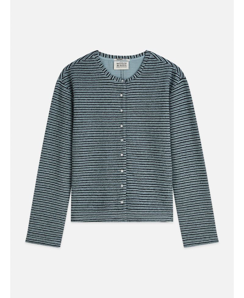Women's Scotch and Soda Sweatshirts Stripe Button Down Sweatshirt