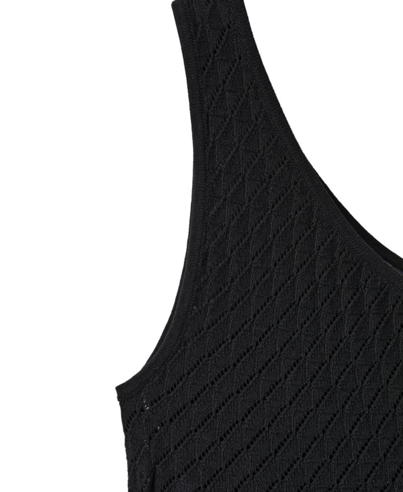 Women's One-Shoulder Open-Knit Side-Slit Top