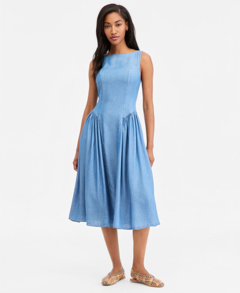 Plus Size Drop-Waist Midi Dress