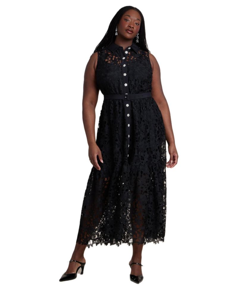 Women's Lace Dress With Buttons and Collar