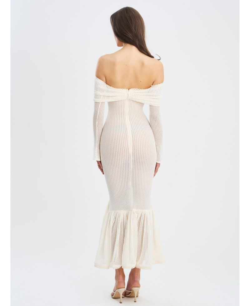 Women's Kaedyn Off Shoulder Long Sleeve Crochet Mermaid Maxi Dress