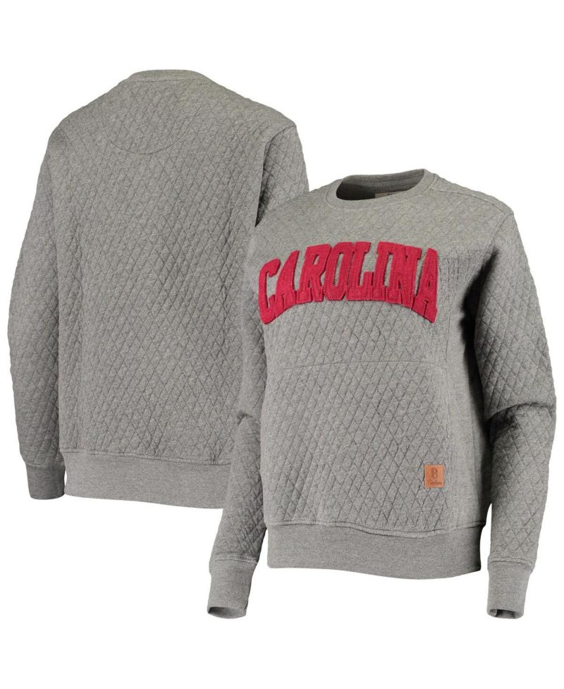 Women's Heathered Gray South Carolina Gamecocks Moose Applique Quilted Pullover Sweatshirt