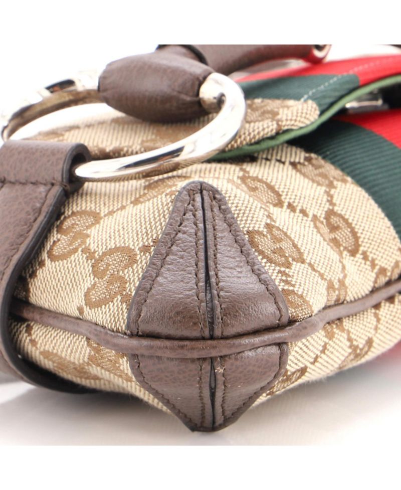 Small Horsebit NM Web Chain Clutch GG Canvas