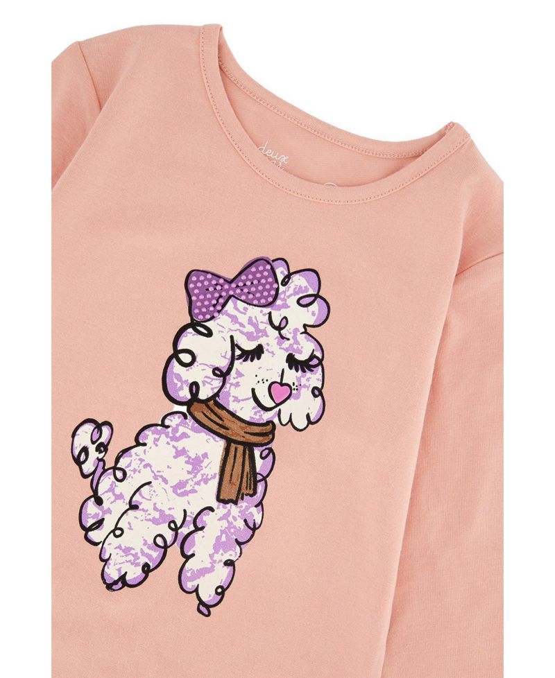 Little and Big Girl 6-12 Long Sleeve Cotton T-Shirt
