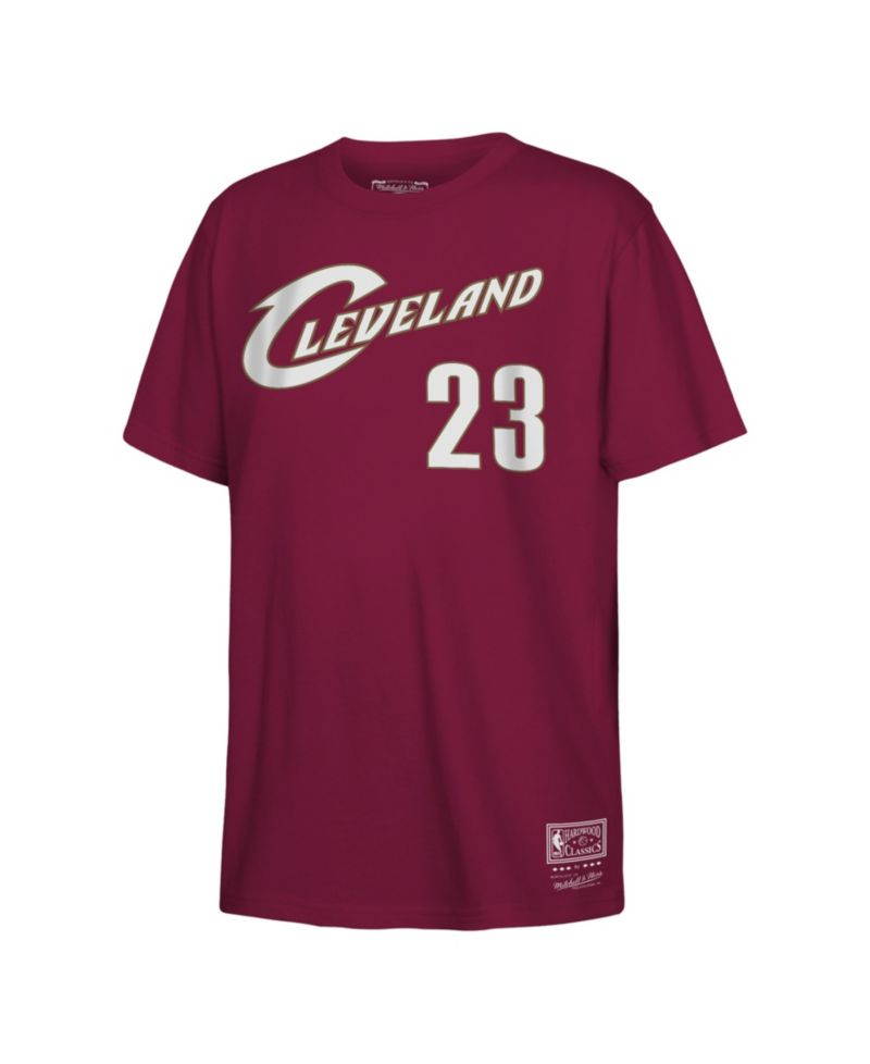 Big Boys and Girls LeBron James Wine Cleveland Cavaliers Hardwood Classics Name and Number T-Shirt