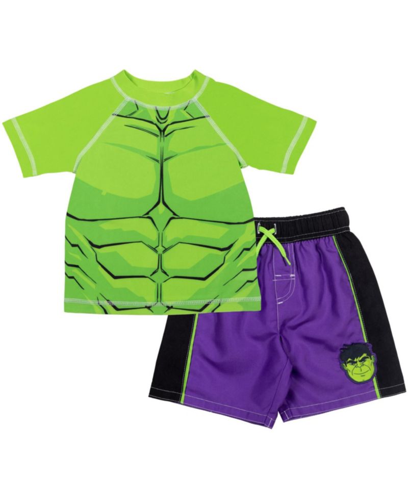 Boys' (6-12) 2-Piece Rash Guard and Swim Trunks Set