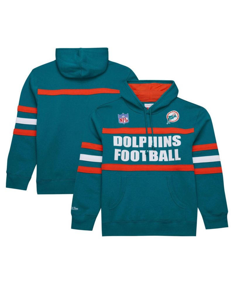 Men's Aqua Miami Dolphins Vintage Logo Head Coach Fleece Pullover Hoodie