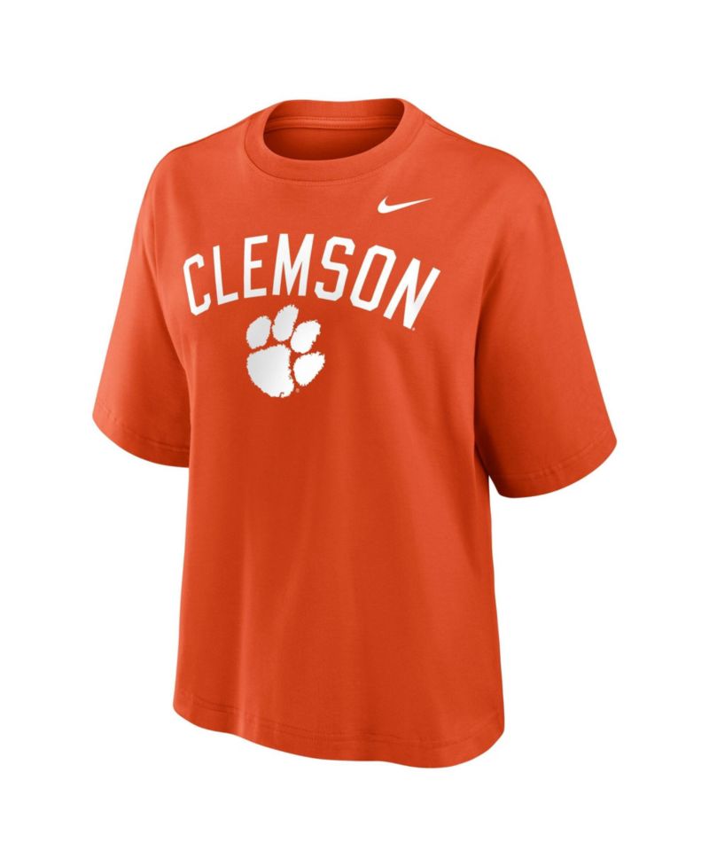 Women's Orange Clemson Tigers Arch Logo Boxy T-Shirt
