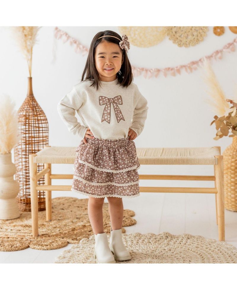 Big Girls Mocha Floral Skort