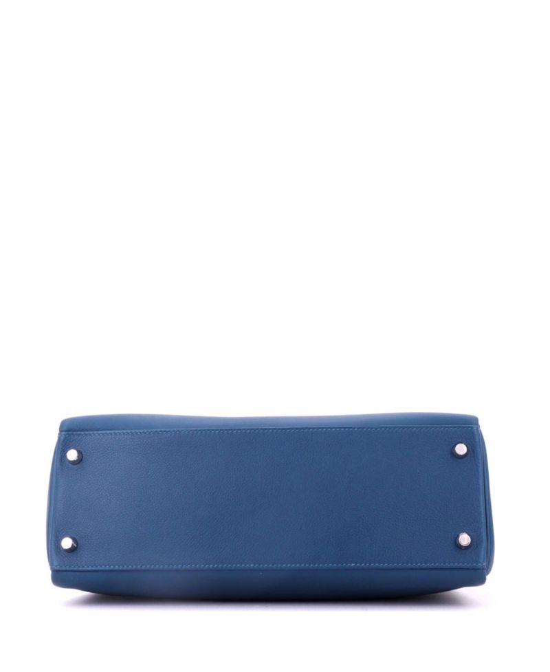 Pre-Owned HERMES Pre-Owned Hermes Kelly 32 Handbag Verso Evercolor with Palladium Hardware