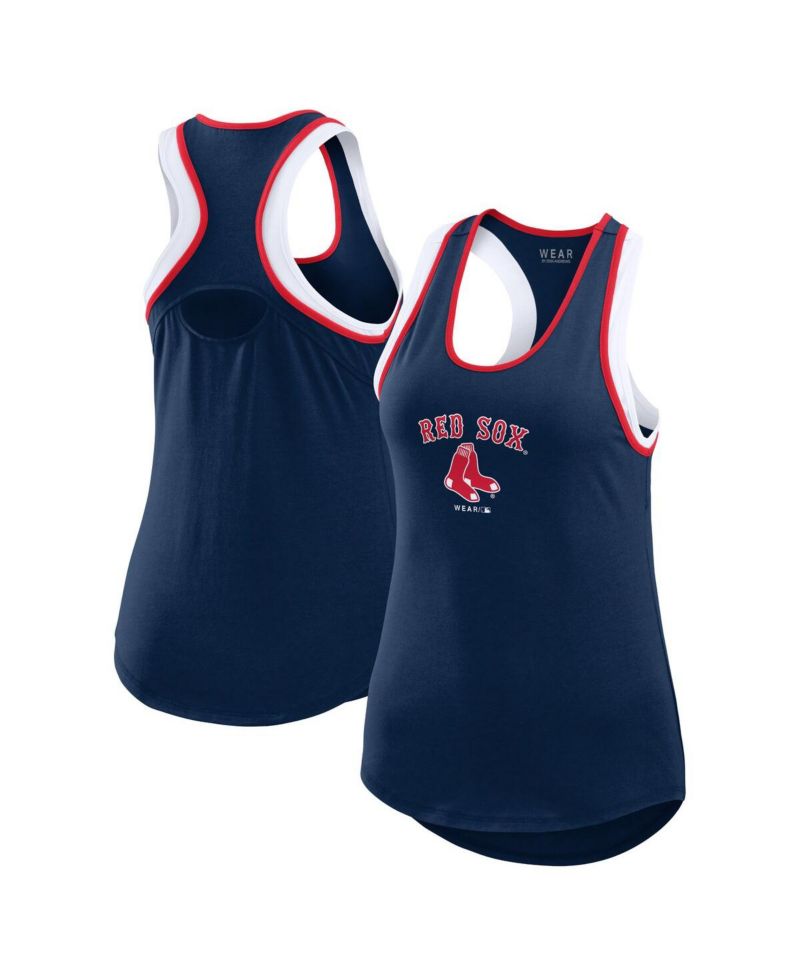 Women's Navy Boston Red Sox Color Block Racerback Tank Top
