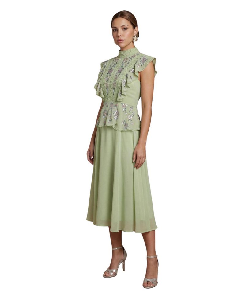 Petite Embellished Frill Midi Dress