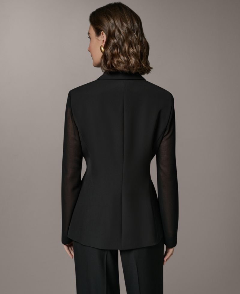 Petite Double-Breasted Long-Sleeve Blazer
