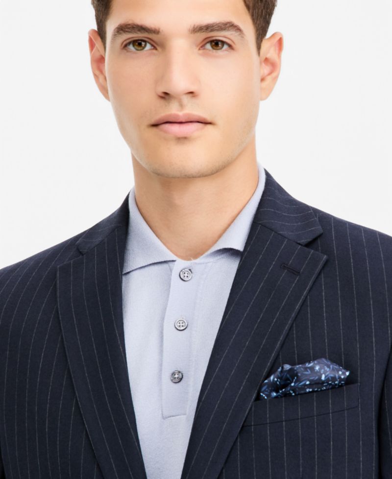 Men's Slim-Fit Navy Pinstripe Suit Separates Jacket