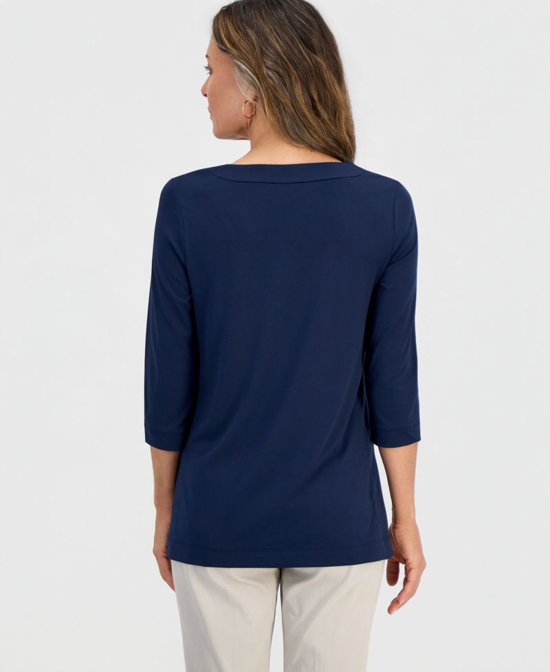 Petite 3/4-Sleeve V-Neck Tunic