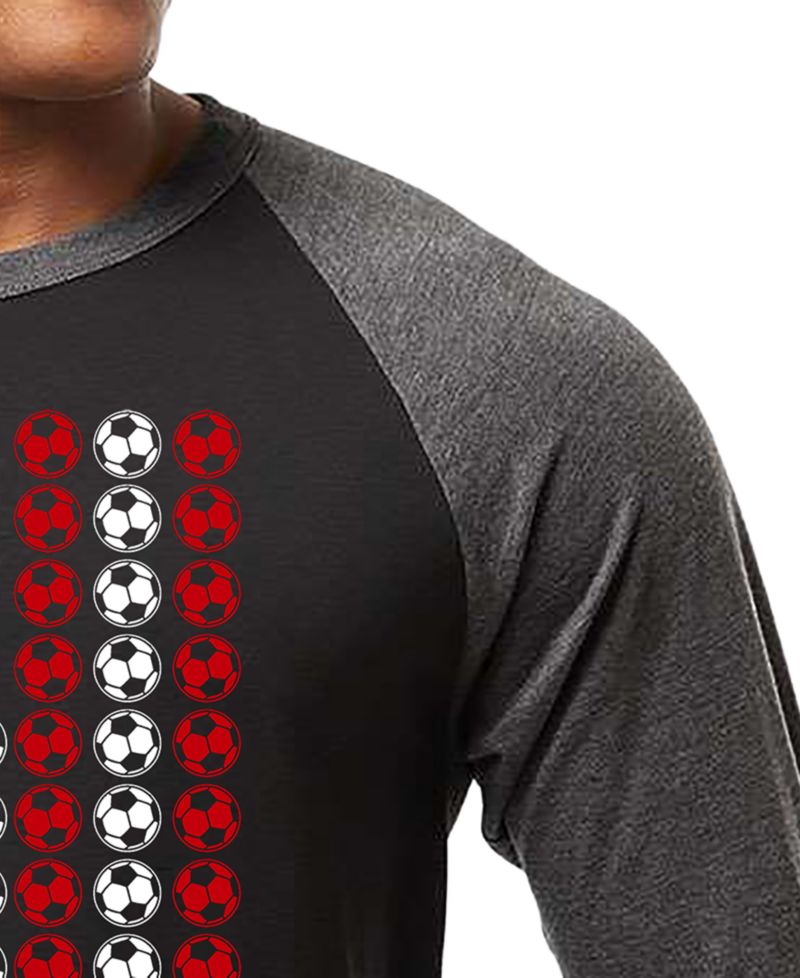 Men's American Flag Soccer Balls Word Art Raglan-Sleeve T-Shirt