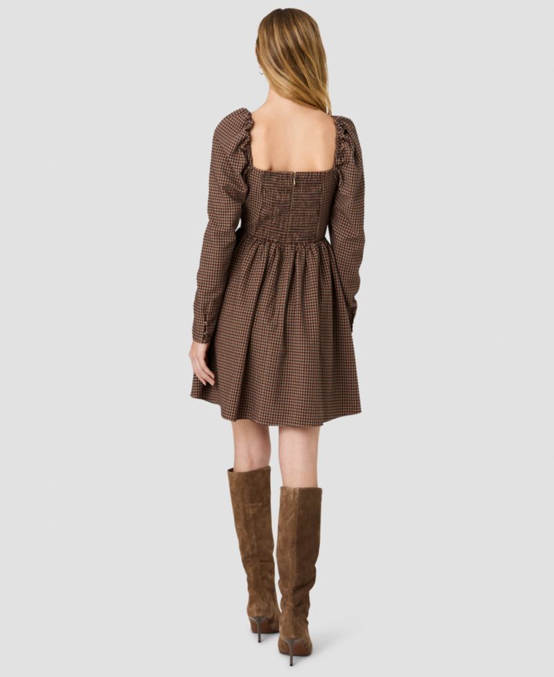 Women's Diana Square Neck Long-Sleeve Fit-and-Flare Mini Dress