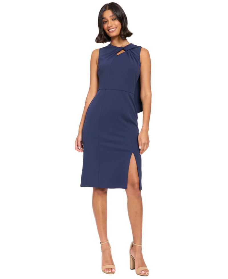 Petite Midi Asymmetrical-Neckline Dress