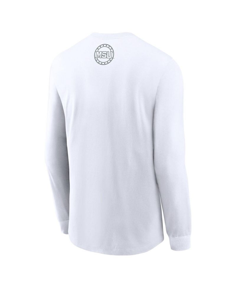 Men's White Michigan State Spartans 2025 Football Fan Raise Your Shield Long Sleeve T-Shirt