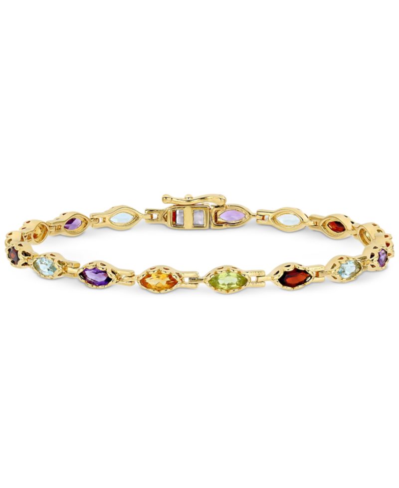 Multi-Gemstone Marquise Bracelet (4-1/2 ct. t.w.) in 18k Gold-Plated Sterling Silver
