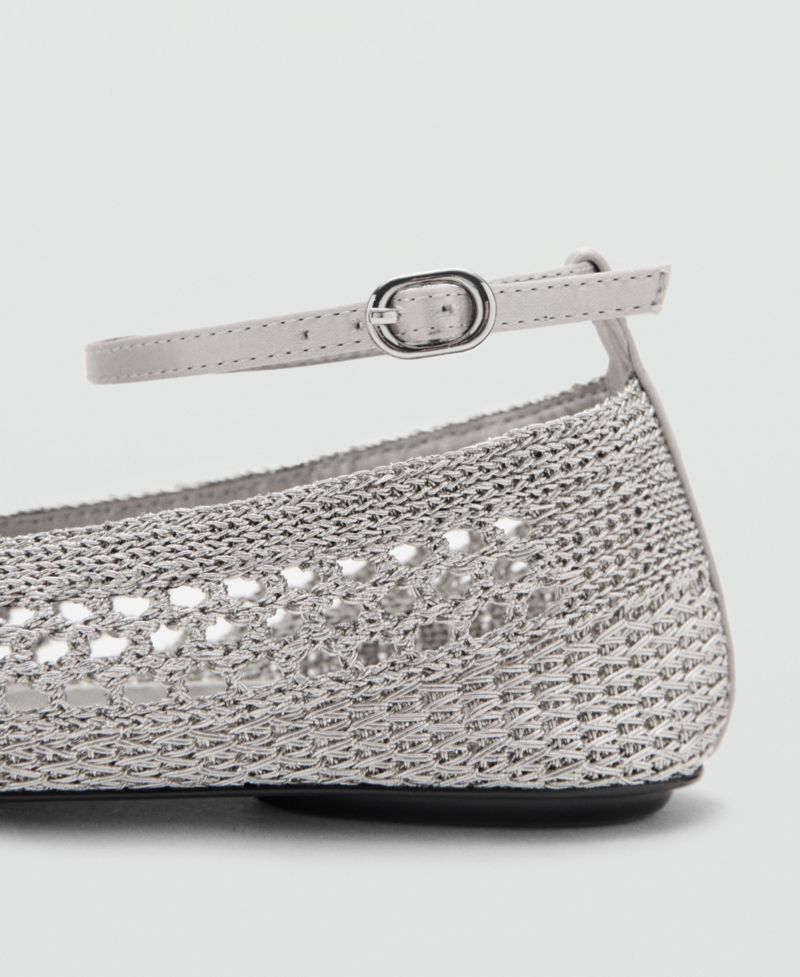 Women's Ankle Strap Crocheted Ballet Flats