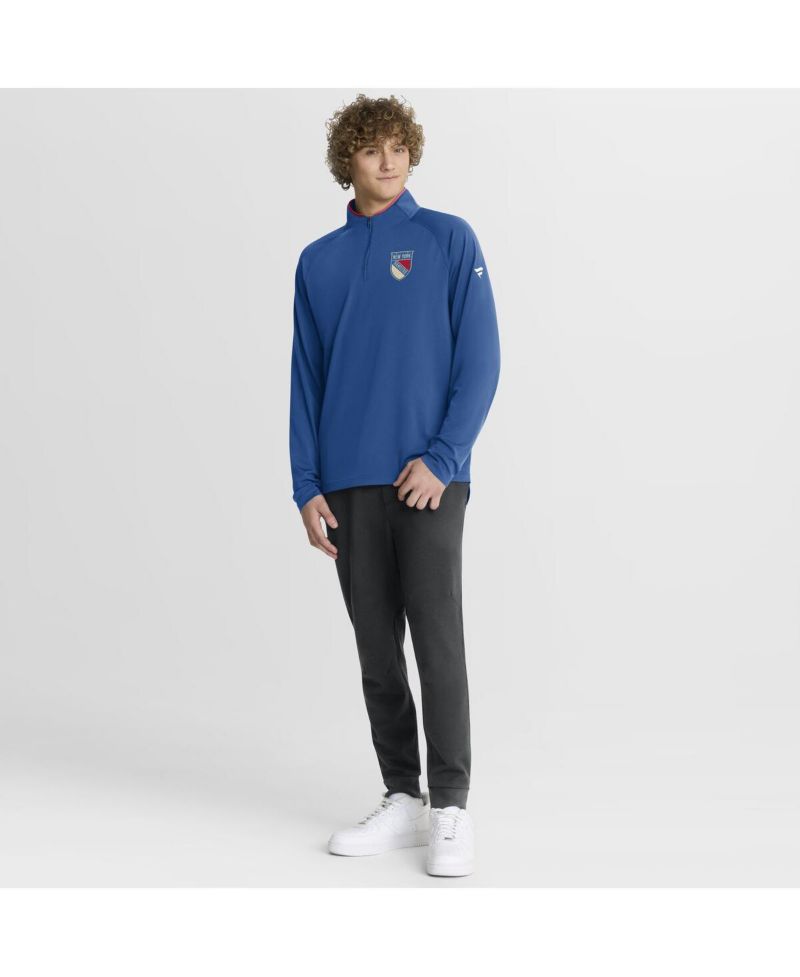 Men's Blue New York Rangers Authentic Pro Rink Training Centennial Raglan Quarter-Zip Pullover Sweatshirt