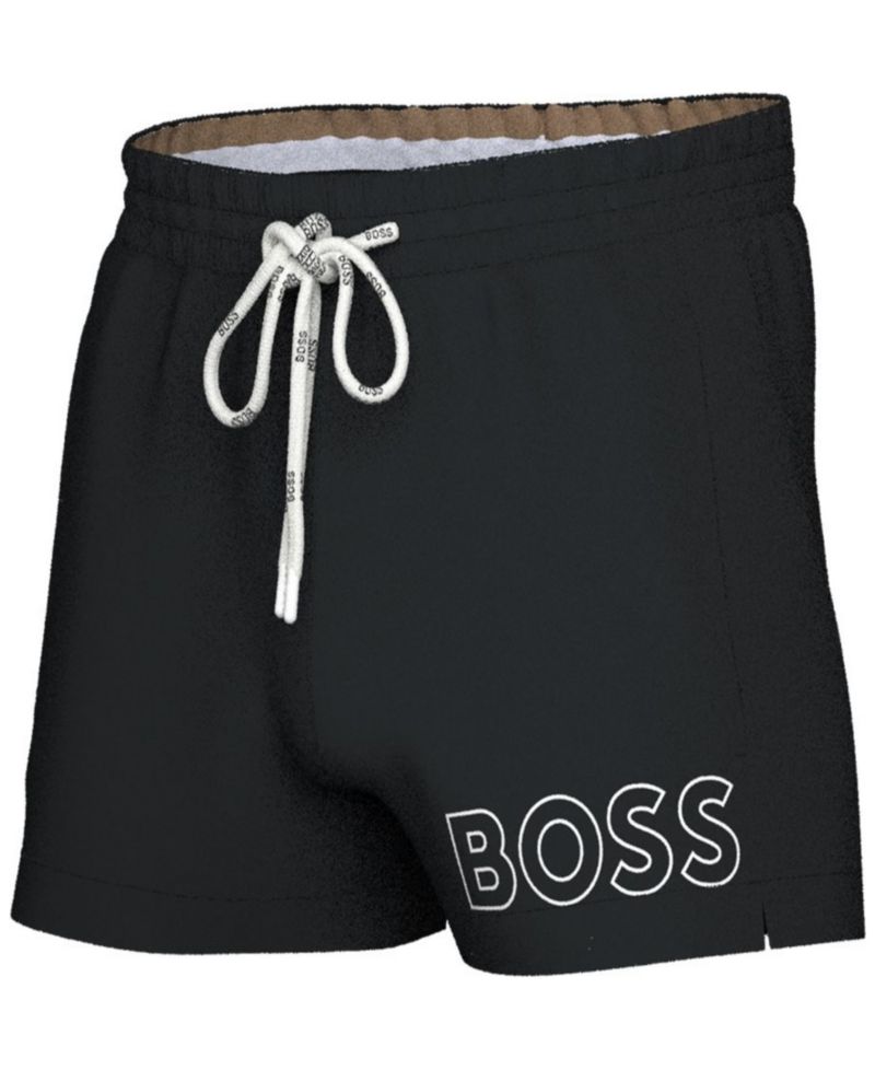 BOSS Men's Mooneye Outlined Logo Drawstring 3" Swim Trunks
