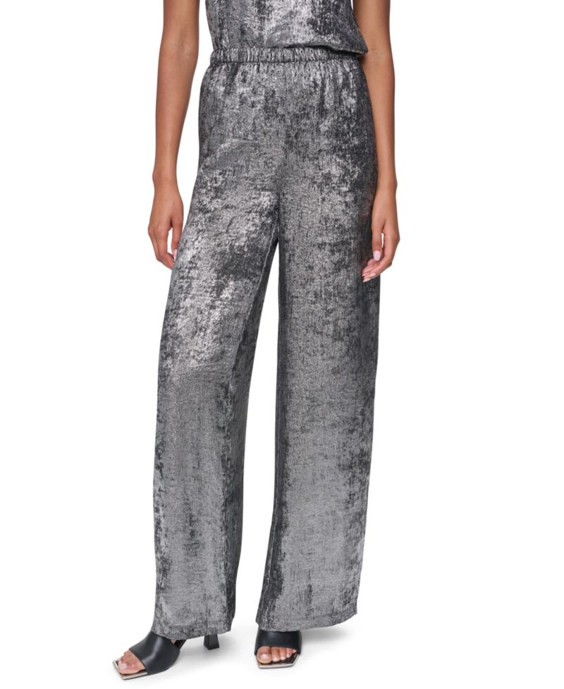 Women's Empire State Steel Pull Velvet High-Rise Wide-Leg Pants