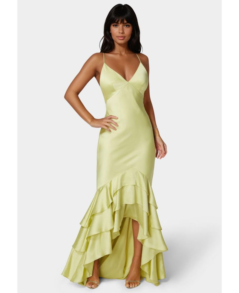 Women's Tiered Satin High Low Gown