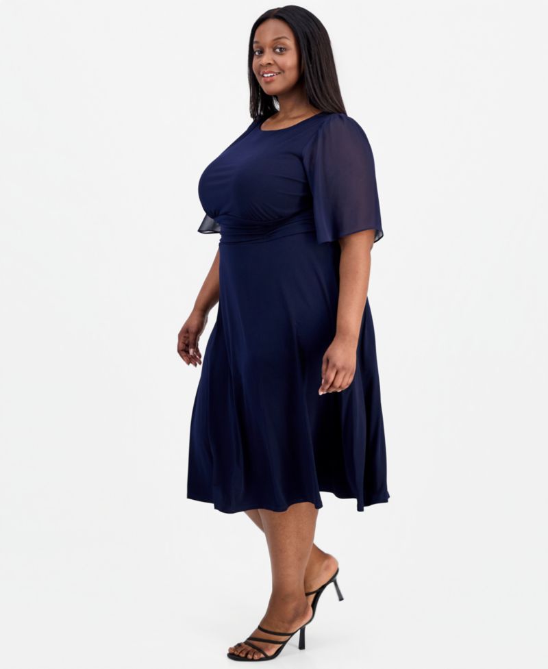 Petite Flutter-Sleeve Midi Dress