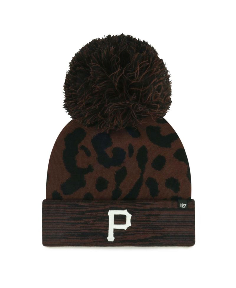 Women's Brown Pittsburgh Pirates Rosette Cuffed Knit Hat with Pom