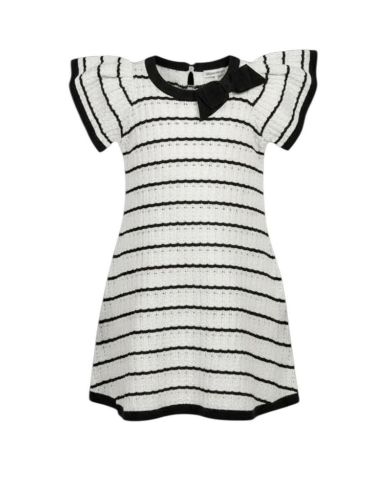 Little Girls (6 - 12) Organic Bow Detail Pointelle Sweater Dress