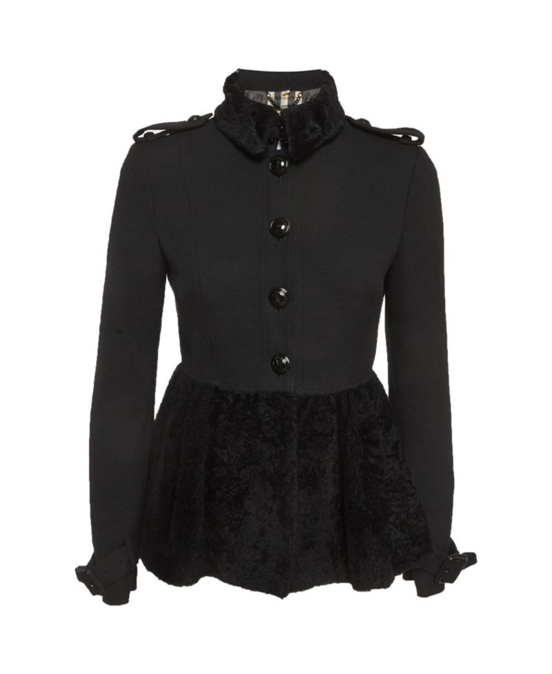 Women's Shearling And Crepe Short Coat
