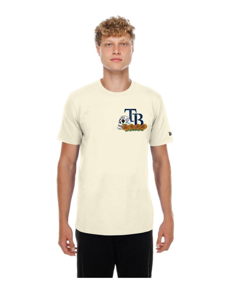 Men's Natural Tampa Bay Rays Dia de los Muertos Sugar Skull T-Shirt