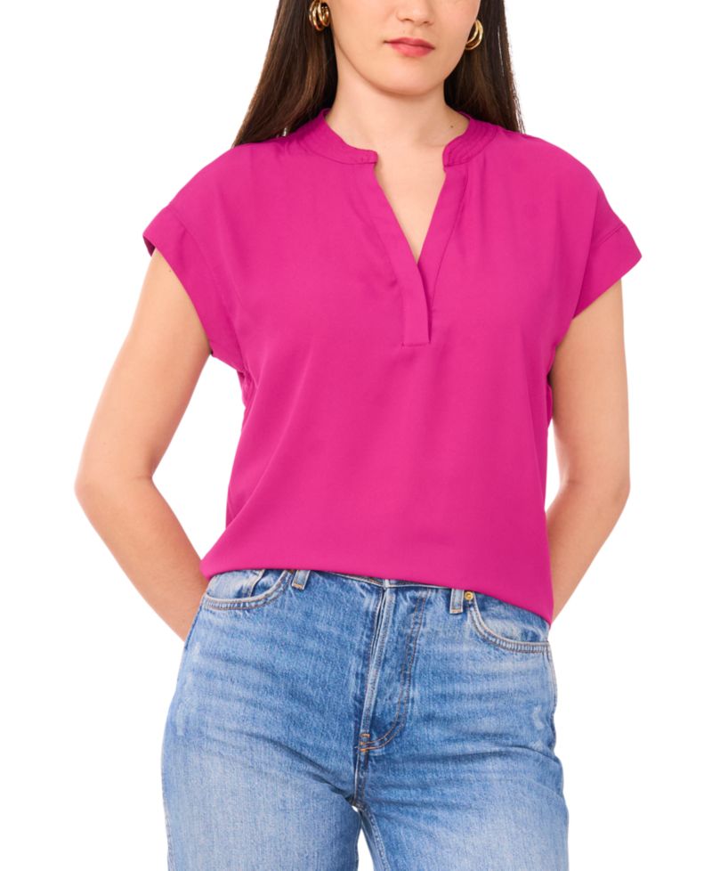 Women's V-Neck Short-Sleeve Pullover Top
