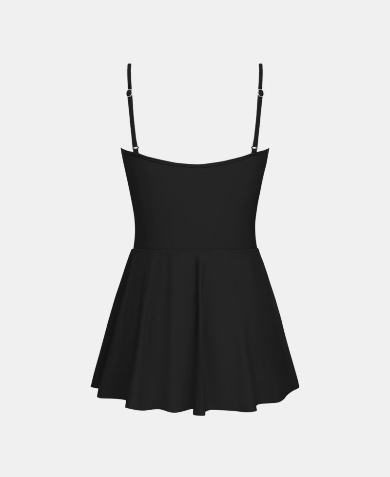 Women's Wrapped Mesh Adjustable Straps One Piece Swim Dress