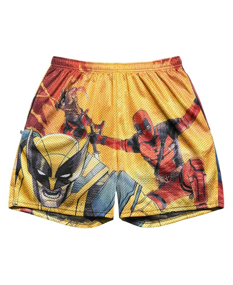 Men's Yellow Deadpool Wolverine Jump Retro Shorts