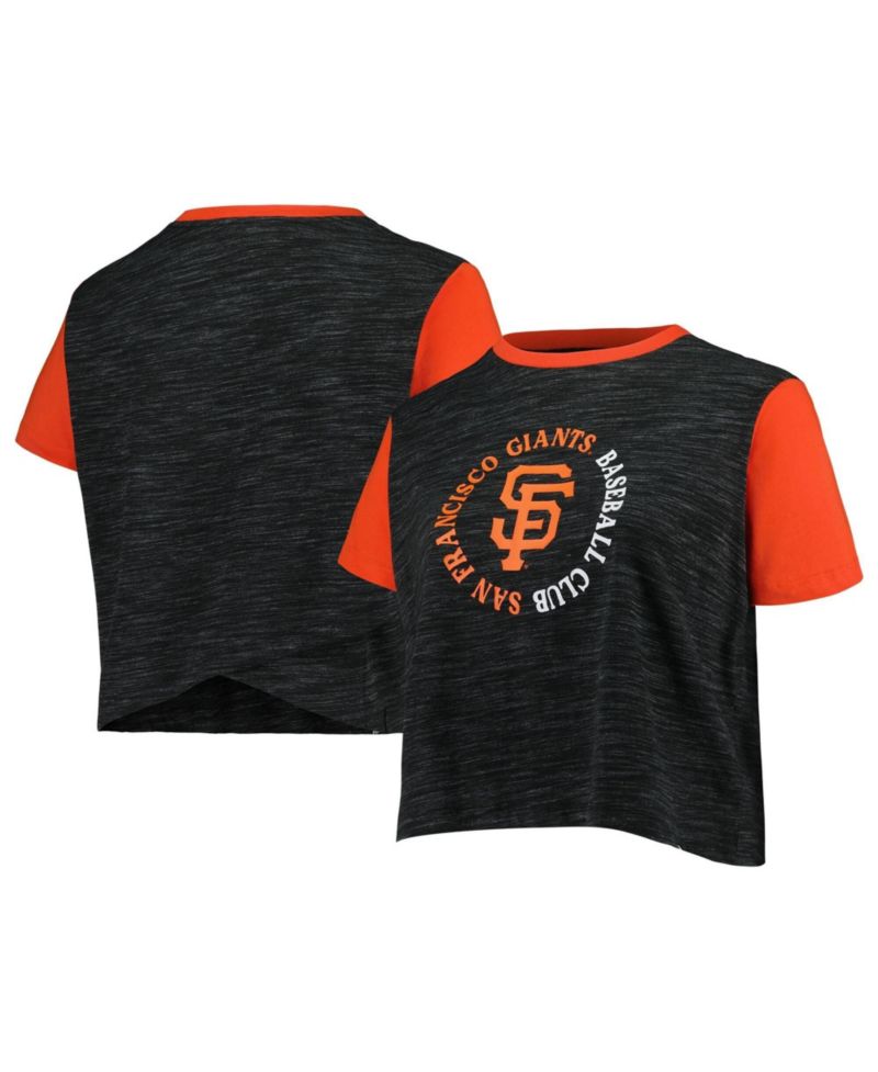 Women's Plus Size San Francisco Giants Cropped Crewneck Crossover-Back T-Shirt