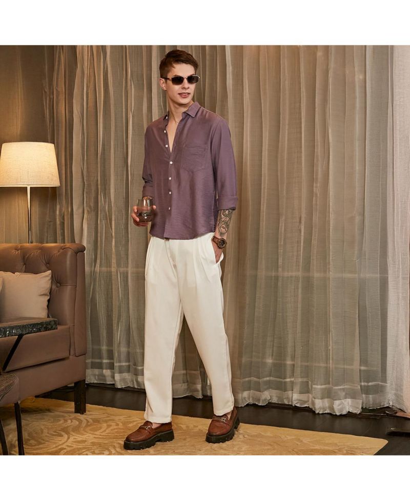 Men's Grape Purple Breezy Wrinked Relaxed Shirt