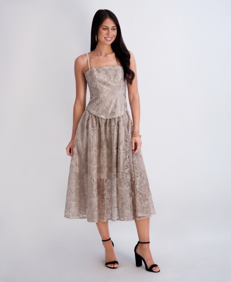 Women’s Embroidered Mesh Midi Dress