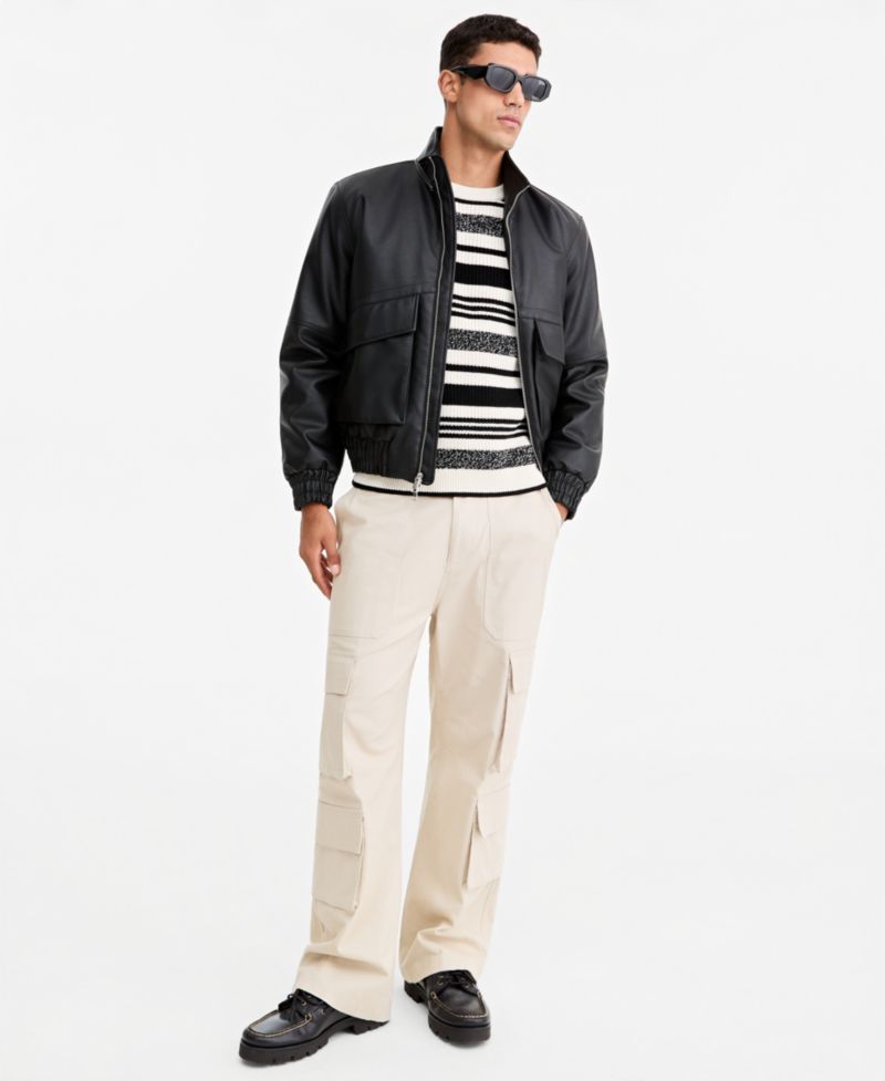 Men's Striped Relaxed-Fit Crewneck Sweater