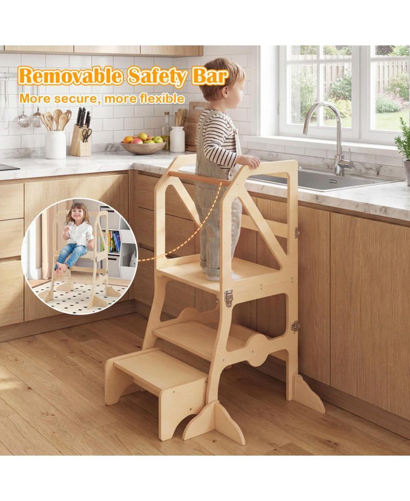 4-in-1 Removable Safety Bar Kids' Step Stool