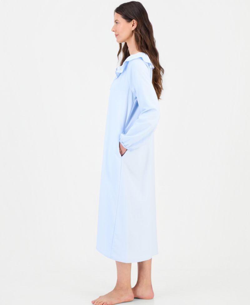 Women's Flannel Scoop-Neckline Ruffle-Detail Nightgown