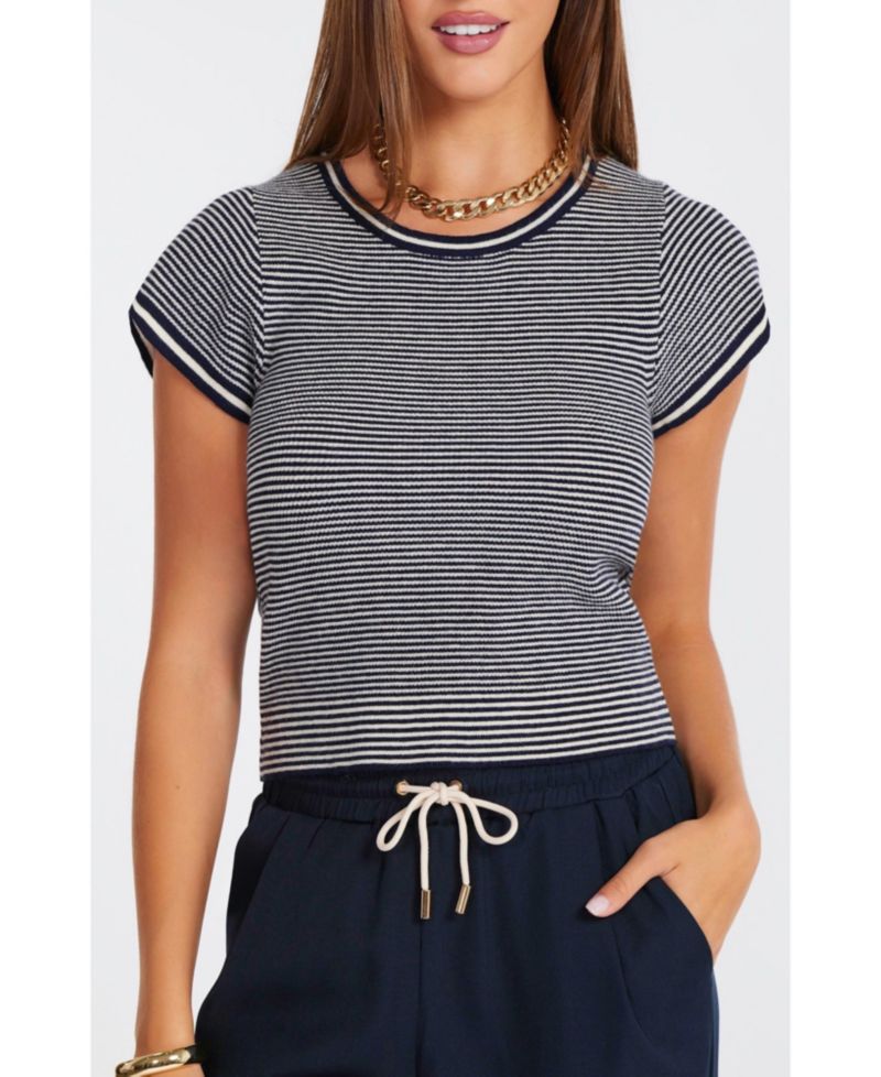 Women's BISHOP + YOUNG Hepburn Short Sleeve Stripe Sweater