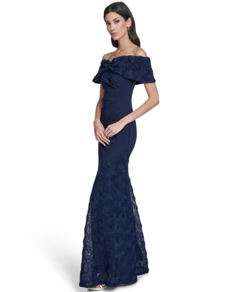 Women's Off-The-Shoulder Side Tuck Gown