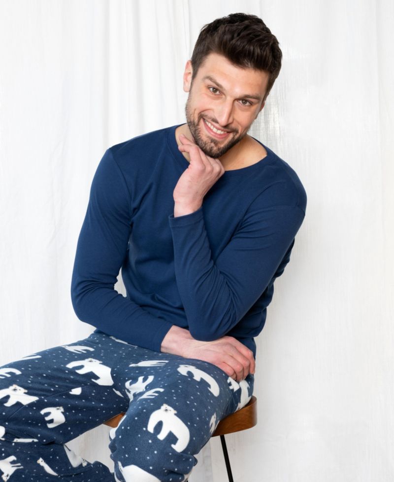 Men’s Cotton Top and Fleece Pants Holiday Pajamas