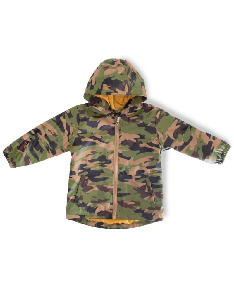 Toddler Little Boy's and Big Boy's Camo Rain Coat