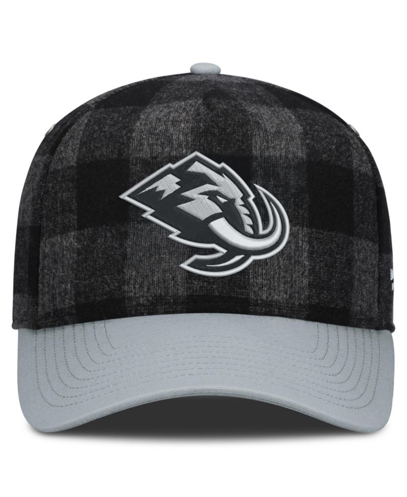 Men's Black/Gray Utah Mammoth Huntsman Plaid A-Frame Adjustable Hat