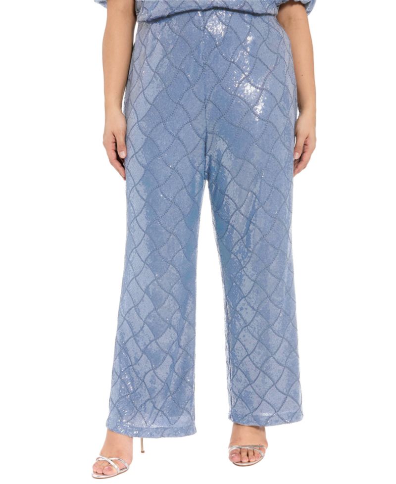 Plus Size Sequined Pull-On Pants