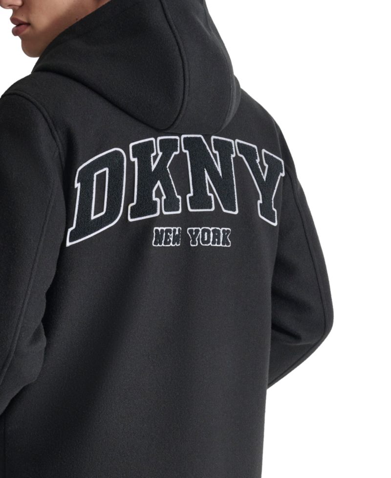 Men's Tufted-Chenille Logo Appliqu&eacute; Long Hooded Stadium Coat